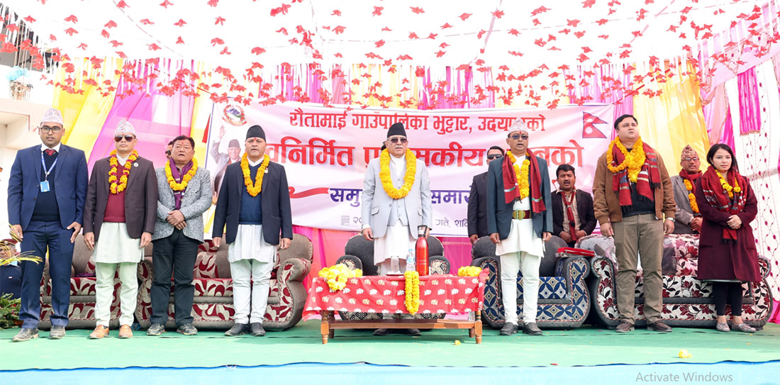 कान्छो ज्वाइँ र छोरीसहित भवनको उद्घाटन गर्न प्रधानमन्त्री उदयपुरमा