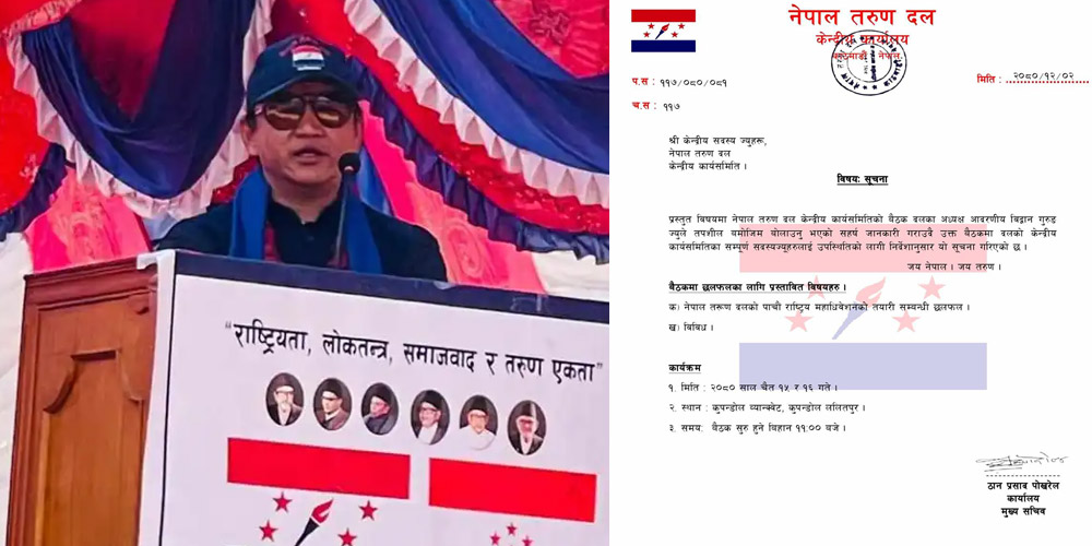 पाचौं राष्ट्रिय महाधिवेशनको तयारीका लागि तरुण दल बैठक बस्दै