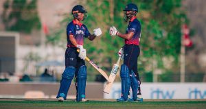 विश्वकप लिग-२: कप्तान पौडेलको शतकमा नेपालले यूएईलाई दियो २ सय ३४ रनको लक्ष्य