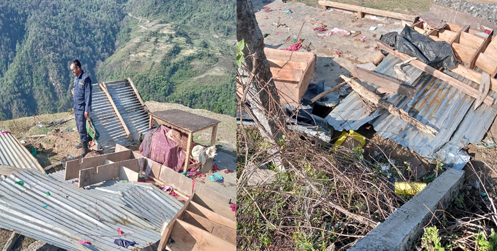 बाजुरामा हावाहुरी, चट्याङ र पहिरोबाट विभिन्न ठाउँमा क्षति