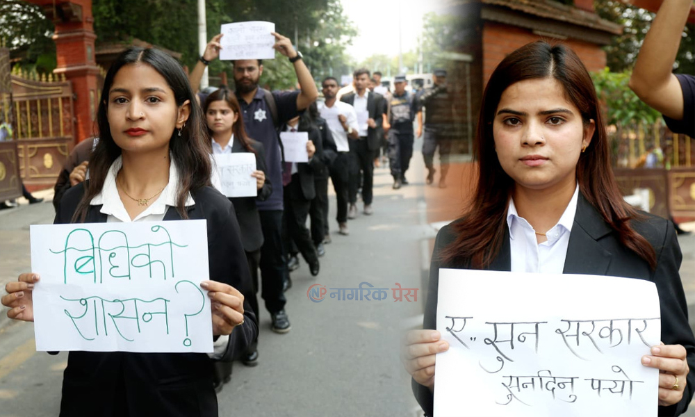 सुन सरकारले सुनिदिनुपर्‍यो भन्दै कानुनका विद्यार्थी सडकमा (तस्बिरहरु)